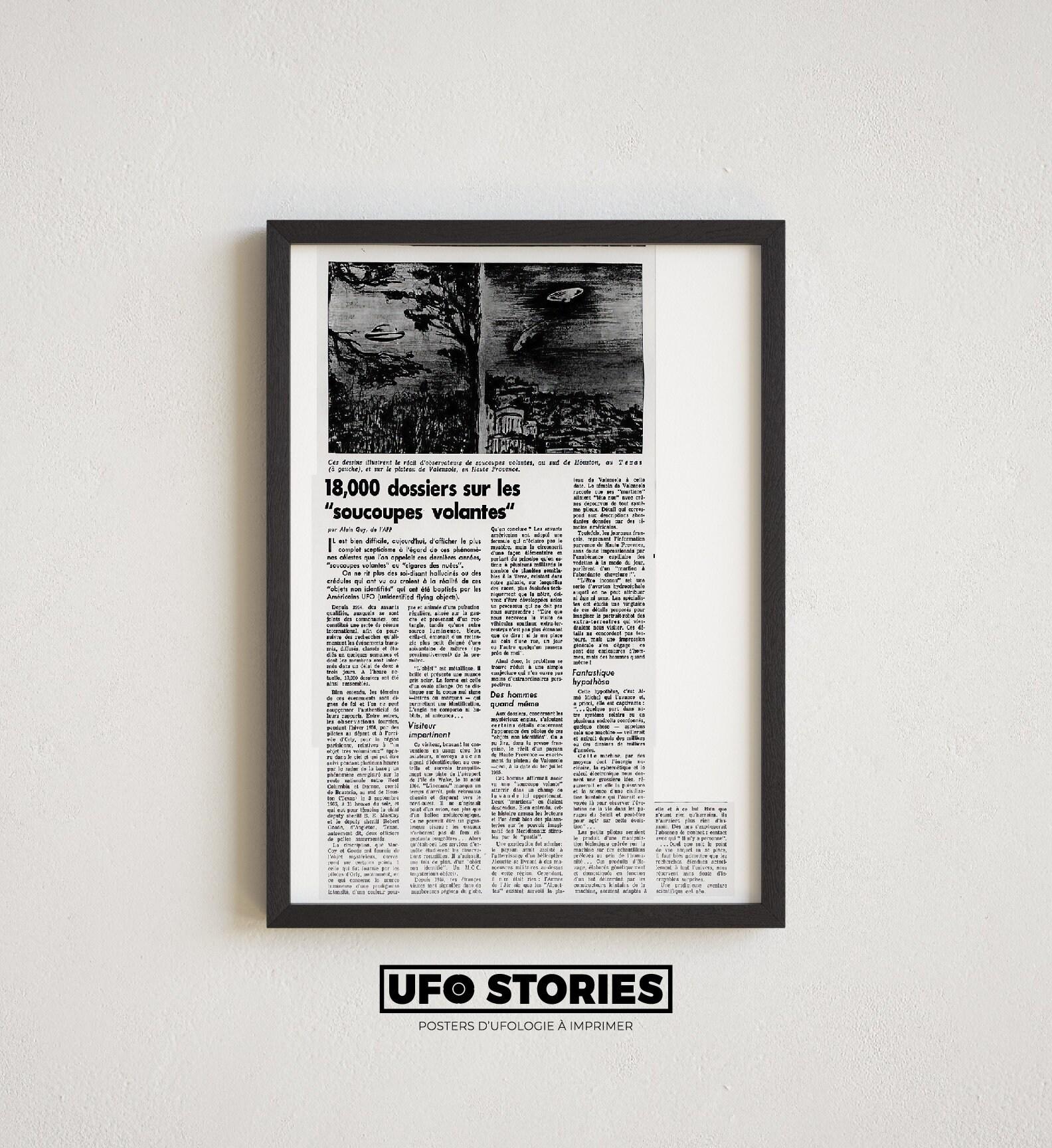 Pack ensemble de 8 posters vintages historiques cas d'OVNI ...